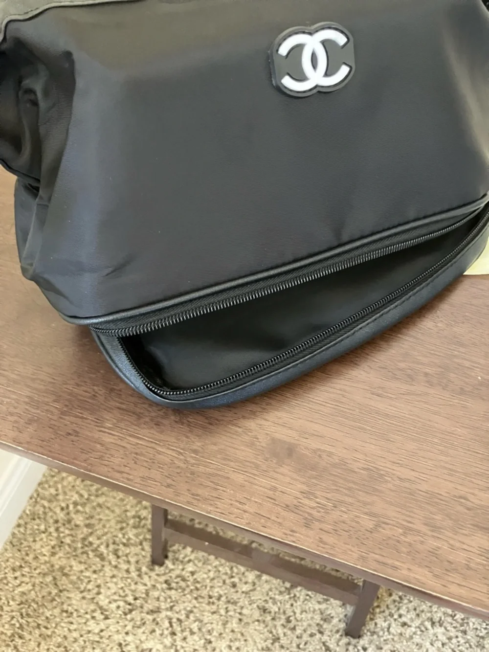 CHANEL Black Nylon CC Logo Toiletry Bag - Picture 4 of 6